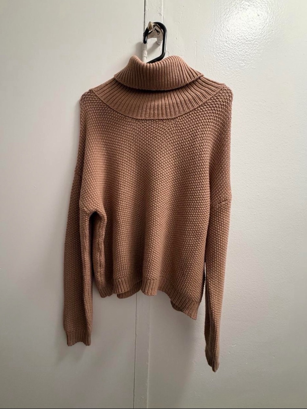 Cozy Camel Cowl Neck Knit Sweater